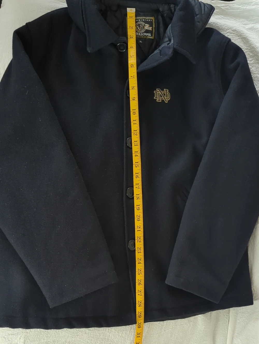 Vintage Holloway Notre Dame Wool Varsity Jacket Removable Hood Mens XL